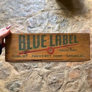 Vintage Wooden Blue Label Box